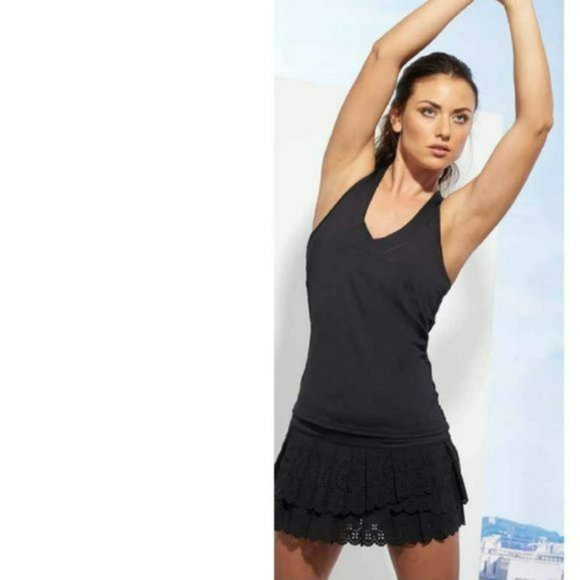 Like New Lucky In Love BLACK Laser Tennis Skirt Skort Shorts XS BLACK - Picture 2 of 13